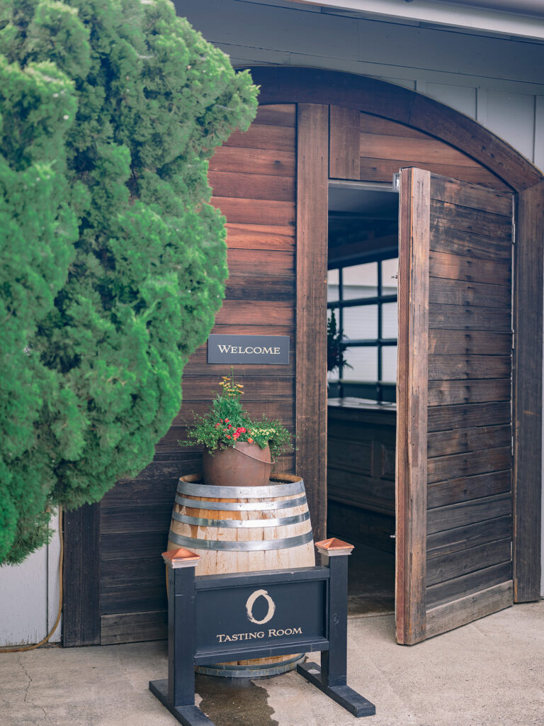 Front entrance door of O'brien Estate Winery in Napa Valley. Captured by Napa Winery Photographer